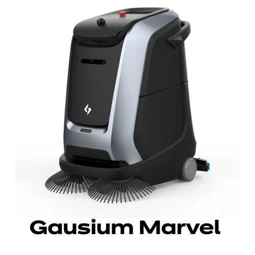 Robot de limpieza Gausium Marvel en planta industrial limpiando diferentes tipos de piso con protocolos mixtos