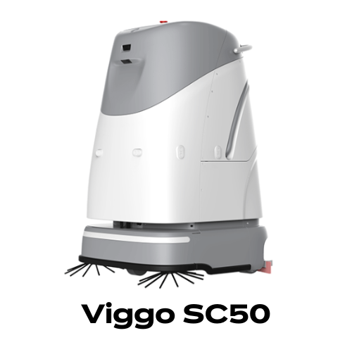 Fregadora autónoma VIGGO SC50 limpiando piso industrial con tecnología de conducción autónoma nivel L4
